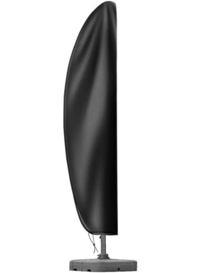 CLENEA Outdoor Patio Cantilever Umbrella Cover, Waterproof UV Resistant Dustproof Market Parasol Cover, with Zipper, Durable 420D Polyester Black - Image 1